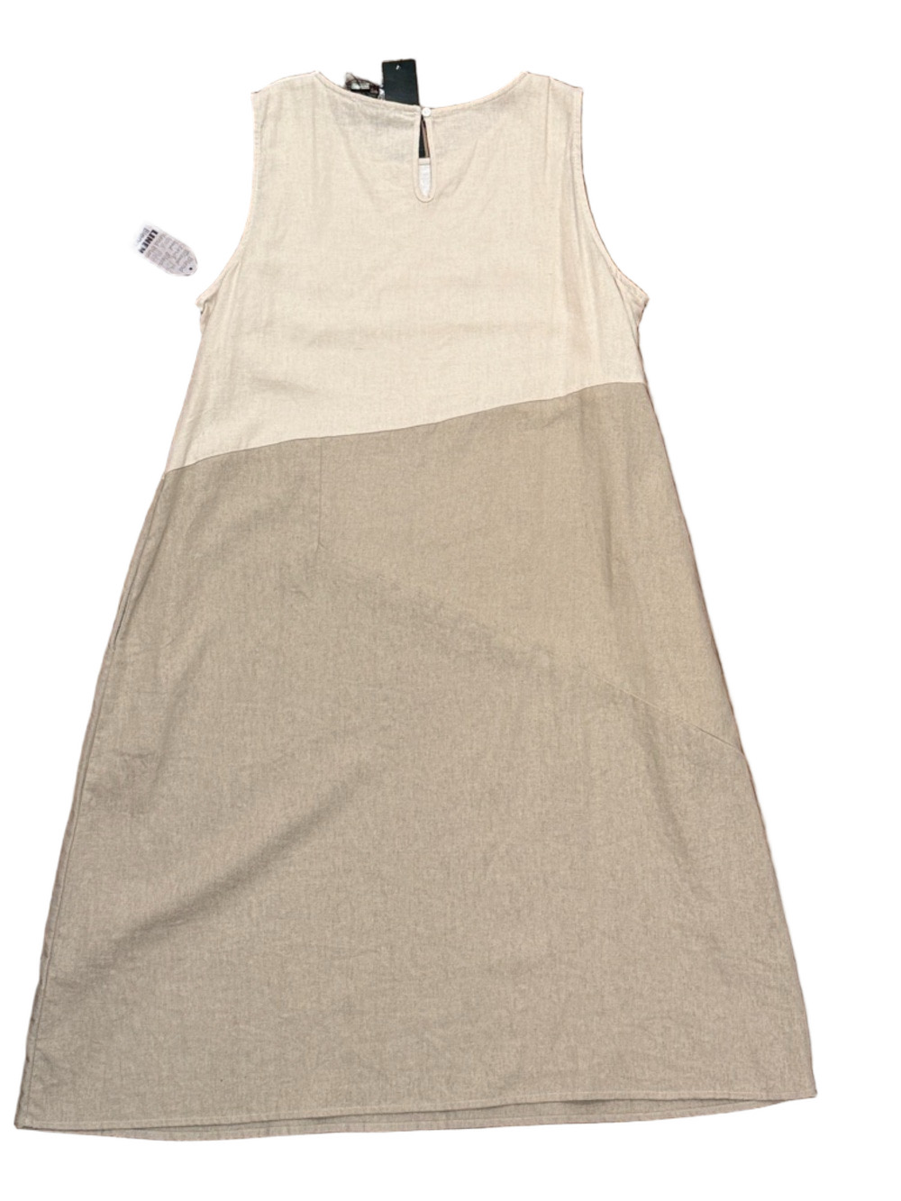 For Cynthia Dress Midi Sleeveless Linen Blend Dress Tan / Beige | Size XL - Picture 4 of 6